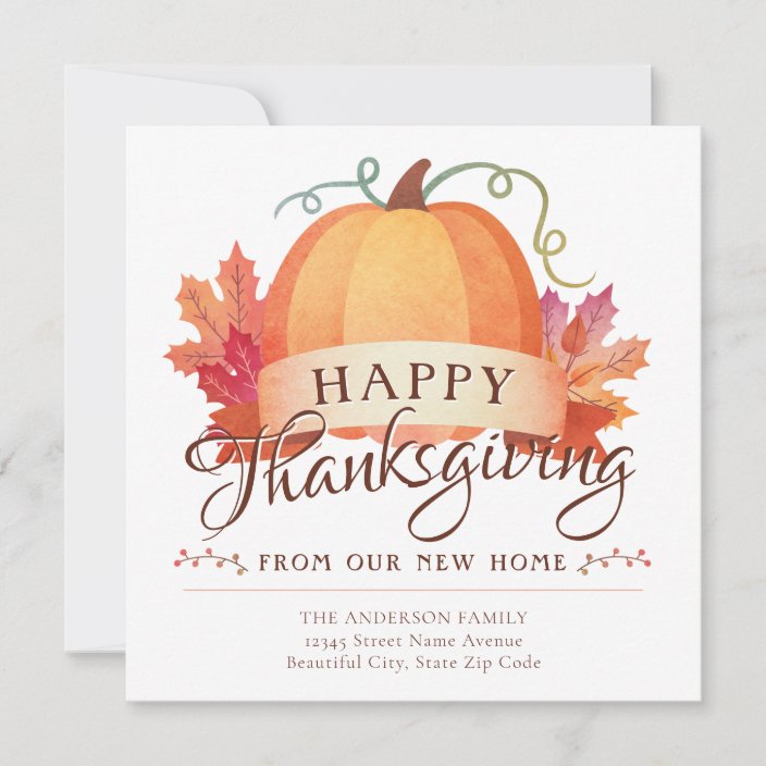 Cute Happy Thanksgiving New Address Pumpkin Moving Announcement Zazzle Com