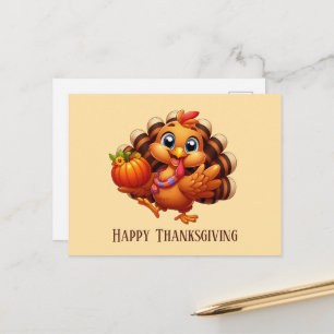 Cute Happy Thanksgiving pumpkin Holiday Postcard