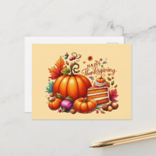 Cute Happy Thanksgiving pumpkin  Holiday Postcard