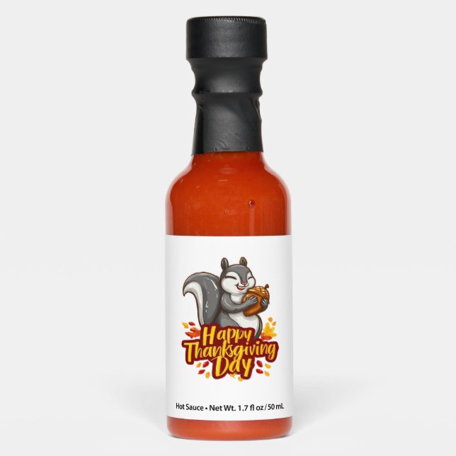 Cute Happy Thanksgiving Squirrel Classic T-Shirt Hot Sauces (Front)
