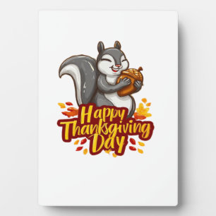Cute Happy Thanksgiving Squirrel Classic T-Shirt Plaque