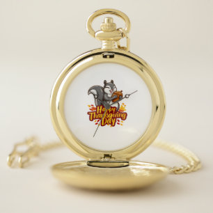 Cute Happy Thanksgiving Squirrel Classic T-Shirt Pocket Watch