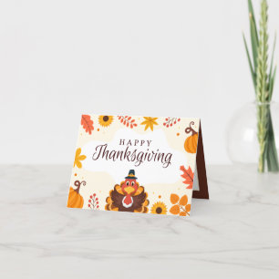 cute Happy Thanksgiving turkey add sentiment Holiday Card