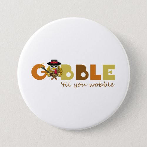 Cute Happy Thanksgiving Turkey Cartoon Button