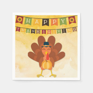 Cute Happy Thanksgiving Turkey Napkins
