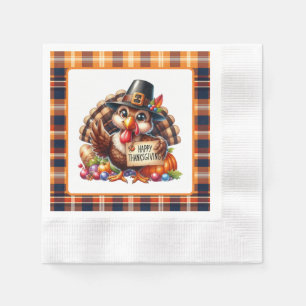 Cute Happy Thanksgiving turkey Napkins