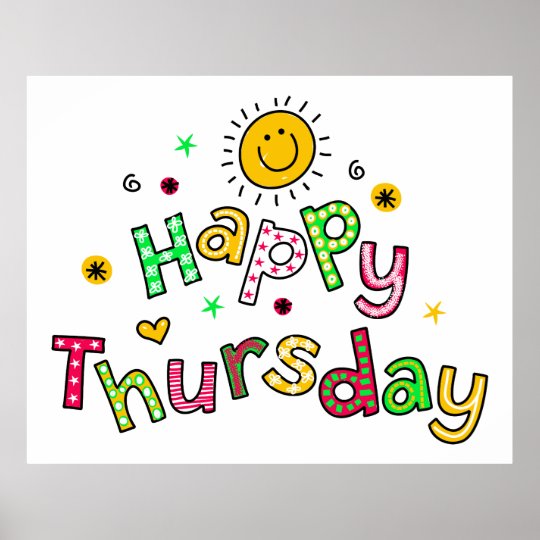 Cute Happy Thursday Week Greeting Text Expression Poster | Zazzle.com