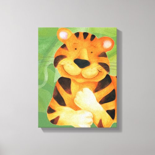 Cute happy tiger canvas wrap print