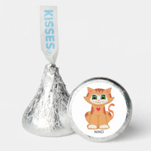 Cute Happy Tiger Cat on White Hershey®'s Kisses®