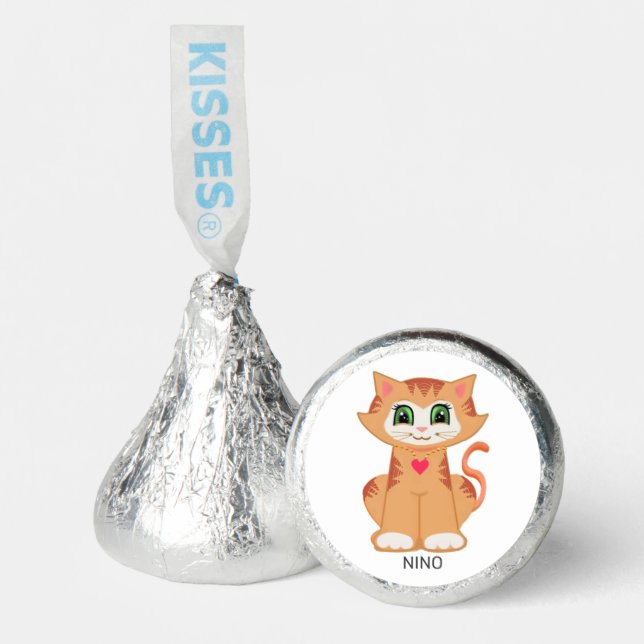 Cute Happy Tiger Cat on White Hershey®'s Kisses® (Front)