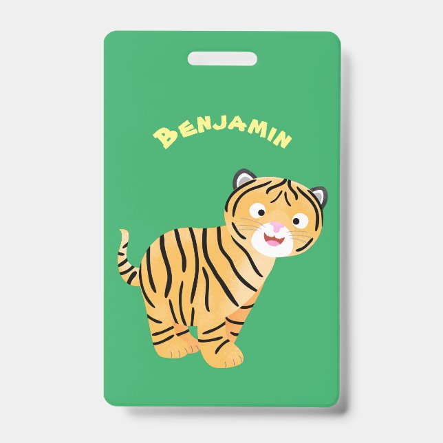 Cute  happy tiger cub cartoon badge (Front)