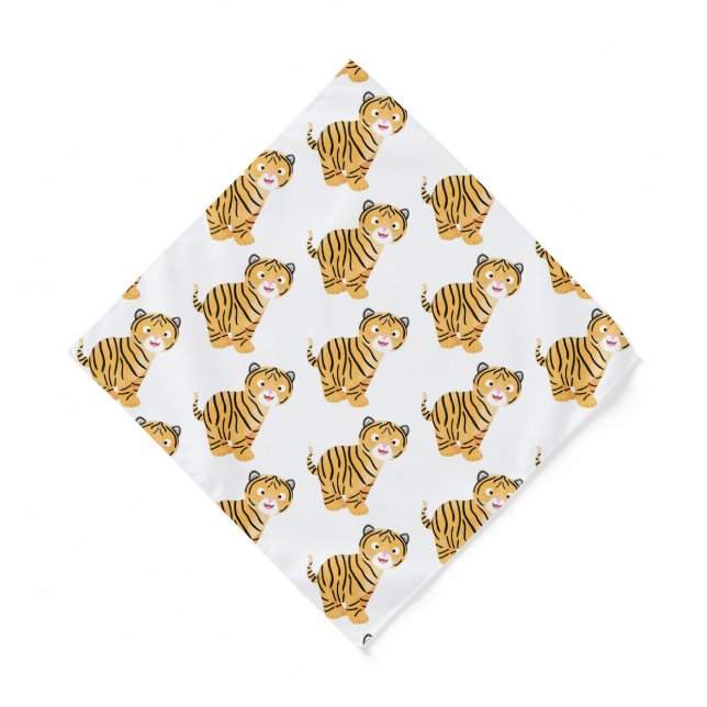 Cute  happy tiger cub cartoon bandana (Front)