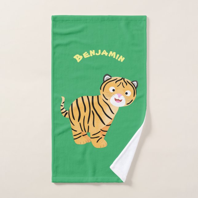 Cute  happy tiger cub cartoon bath towel set (Hand Towel)