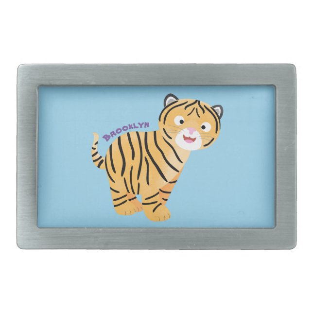Cute  happy tiger cub cartoon belt buckle (Front)