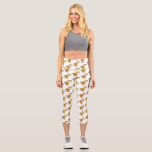 Cute  happy tiger cub cartoon capri leggings