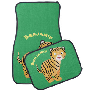 Cute happy tiger cub cartoon car floor mat