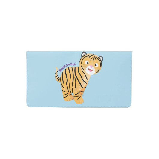Cute  happy tiger cub cartoon checkbook cover (Front)