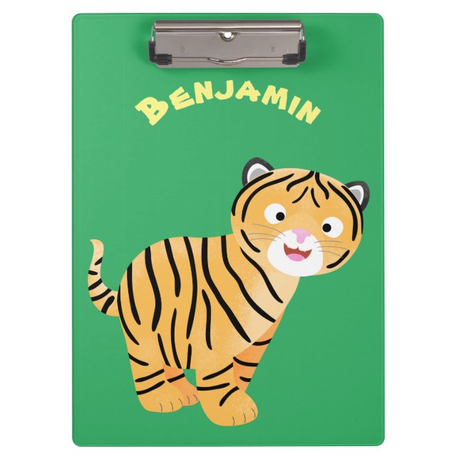 Cute  happy tiger cub cartoon clipboard (Front)