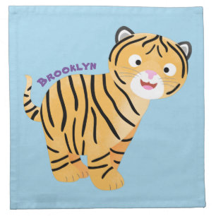 Cute happy tiger cub cartoon cloth napkin