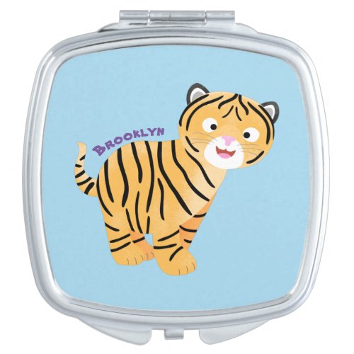 Cute  happy tiger cub cartoon compact mirror