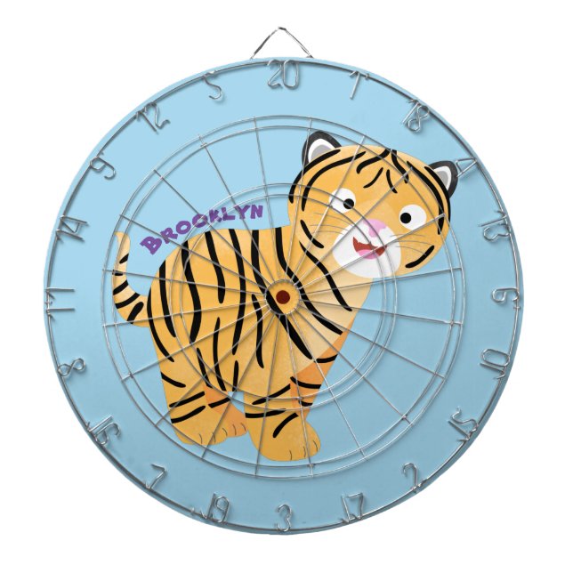 Cute  happy tiger cub cartoon dart board (Front)