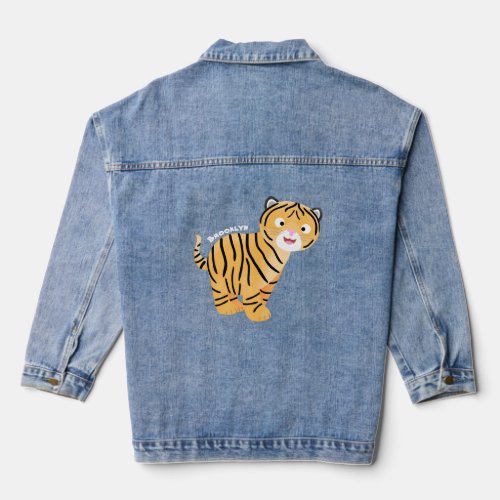 Cute  happy tiger cub cartoon denim jacket