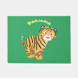 Cute  happy tiger cub cartoon doormat
