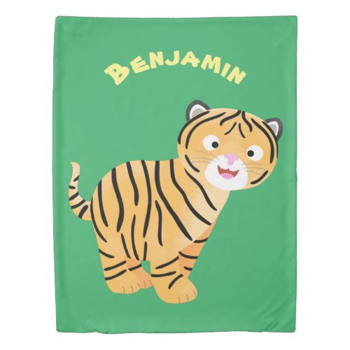 Cute  happy tiger cub cartoon duvet cover