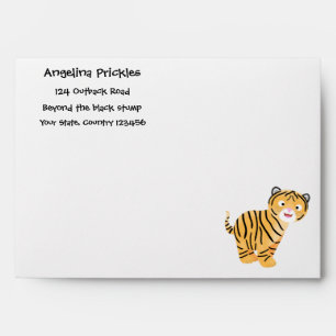 Cute happy tiger cub cartoon envelope