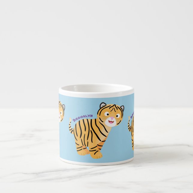 Cute  happy tiger cub cartoon espresso cup (Front)