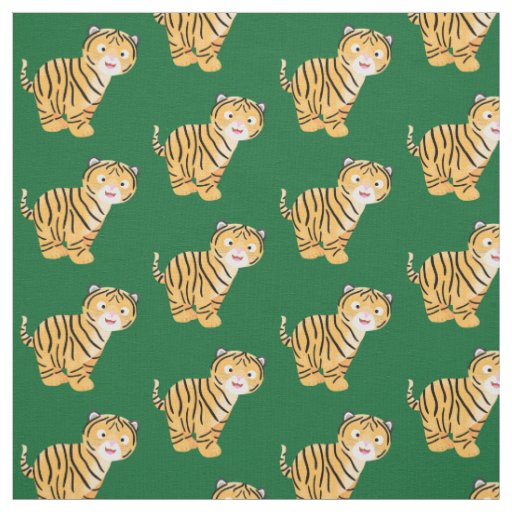 Cute  happy tiger cub cartoon fabric