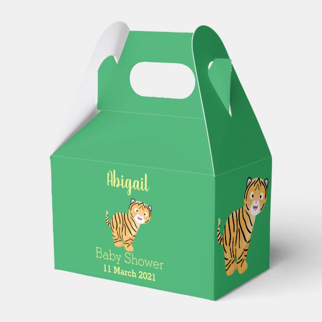 Cute  happy tiger cub cartoon favor boxes (Front Side)