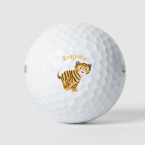 Cute  happy tiger cub cartoon golf balls