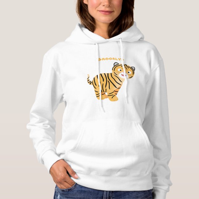 Cute  happy tiger cub cartoon hoodie (Front)