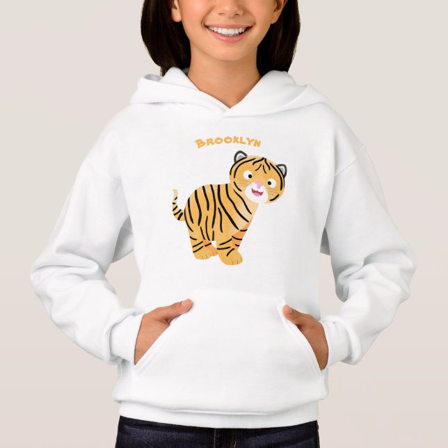 Cute  happy tiger cub cartoon hoodie (Front)