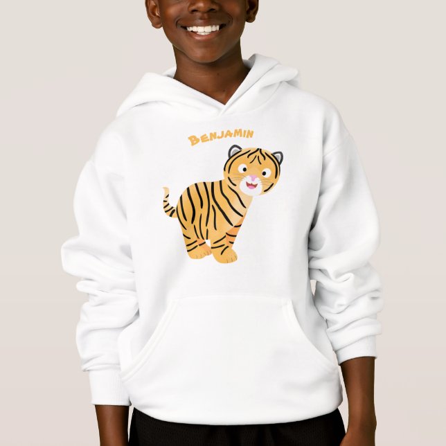 Cute  happy tiger cub cartoon hoodie (Front)