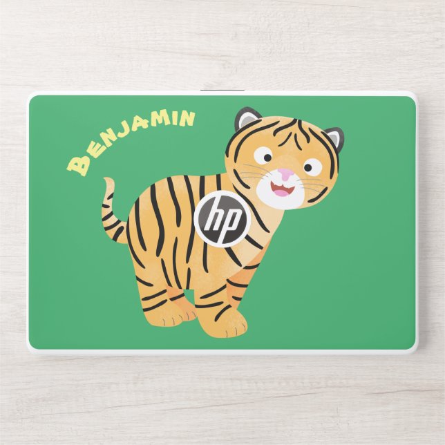 Cute  happy tiger cub cartoon HP laptop skin (Front)
