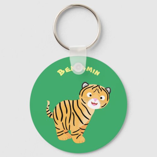 Cute  happy tiger cub cartoon keychain
