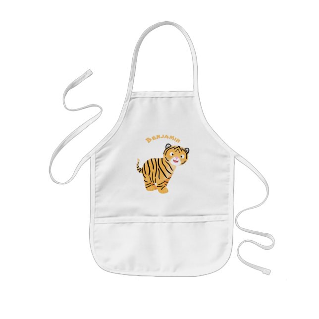 Cute  happy tiger cub cartoon kids' apron (Front)