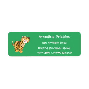 Cute  happy tiger cub cartoon label