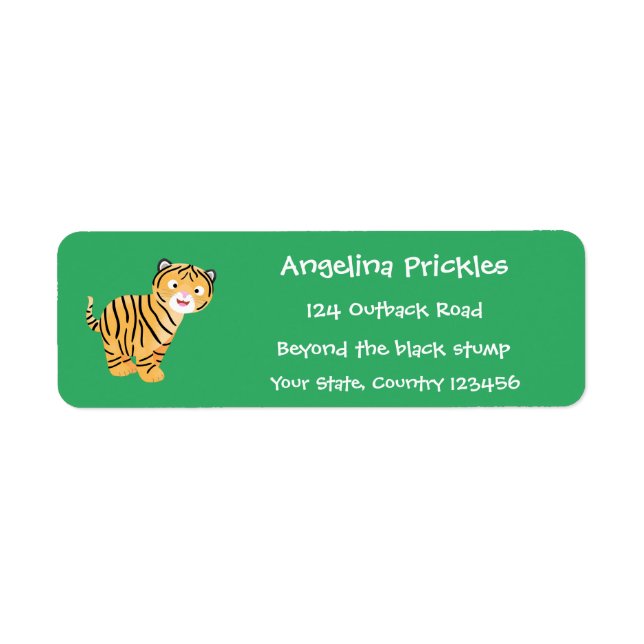 Cute  happy tiger cub cartoon label (Front)