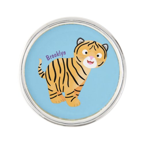 Cute  happy tiger cub cartoon lapel pin