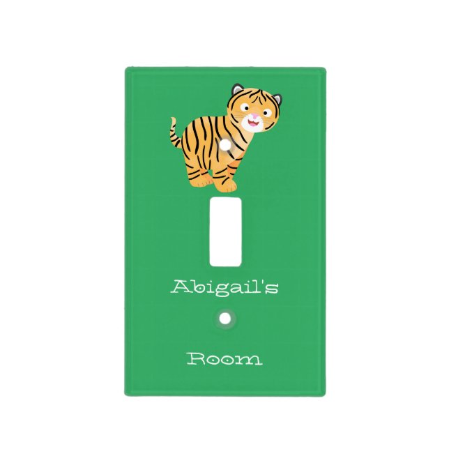 Cute  happy tiger cub cartoon light switch cover (Front)