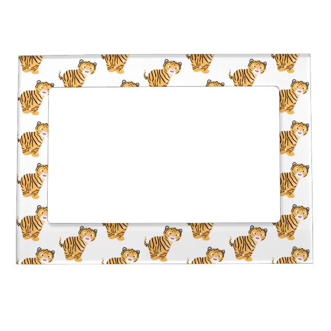 Cute  happy tiger cub cartoon magnetic frame (Front)