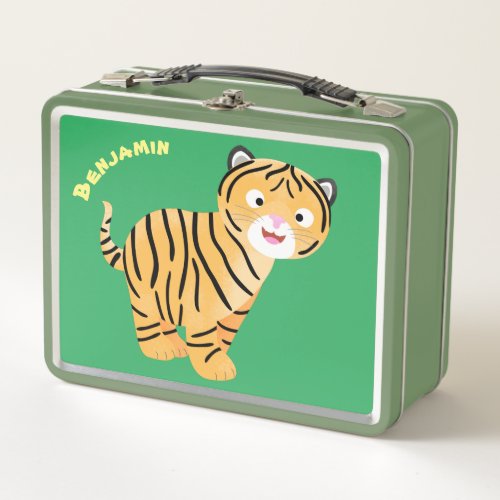 Cute  happy tiger cub cartoon metal lunch box