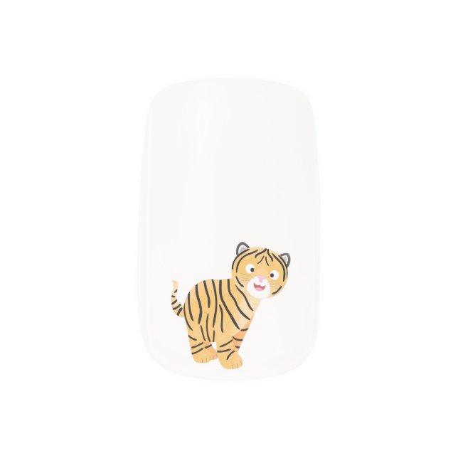 Cute  happy tiger cub cartoon minx nail art (Left Thumb)