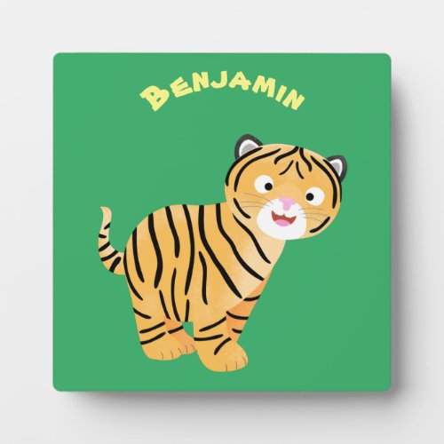 Cute  happy tiger cub cartoon plaque