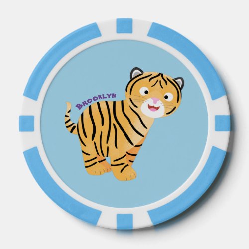 Cute  happy tiger cub cartoon poker chips