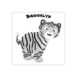 Cute happy tiger cub cartoon rubber stamp