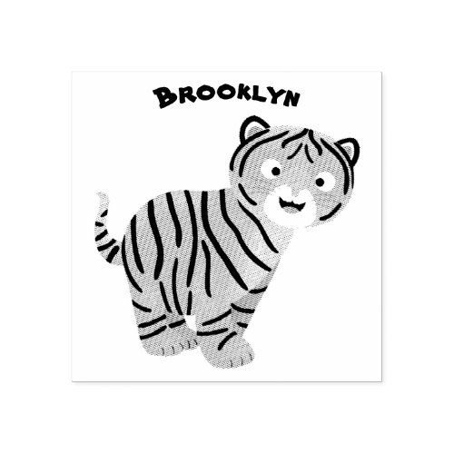 Cute happy tiger cub cartoon rubber stamp